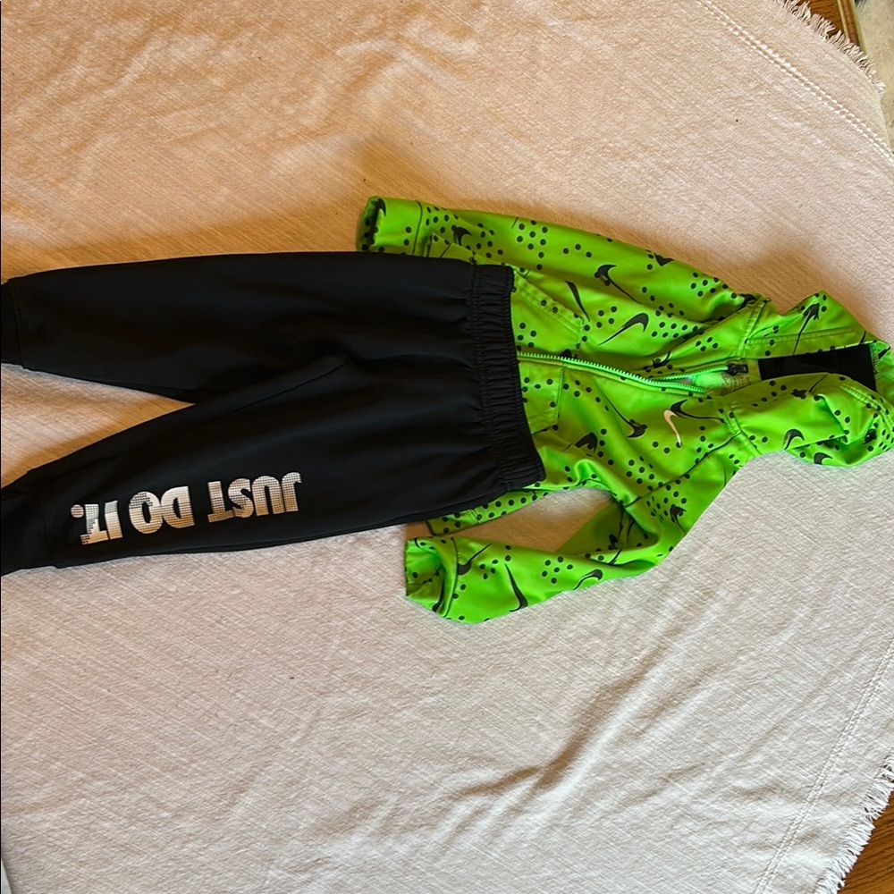 Nike Lime Green and Black Tracksuit